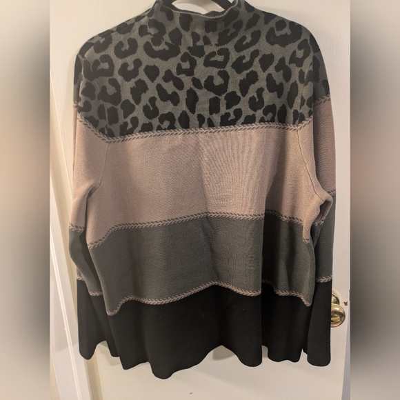 Investments Leopard Patterned Colorblock Sweater - Picture 2 of 4